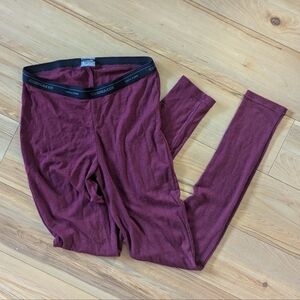 Icebreaker 100% Merino Wool Body Fit Basics Leggings Maroon & Black women's S